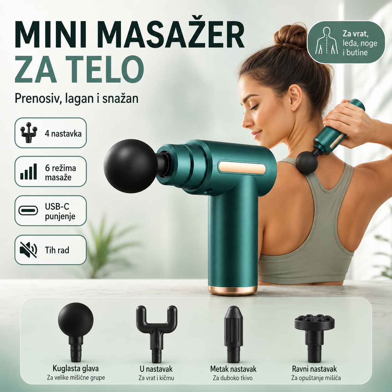 Masažer sa 4 nastavka