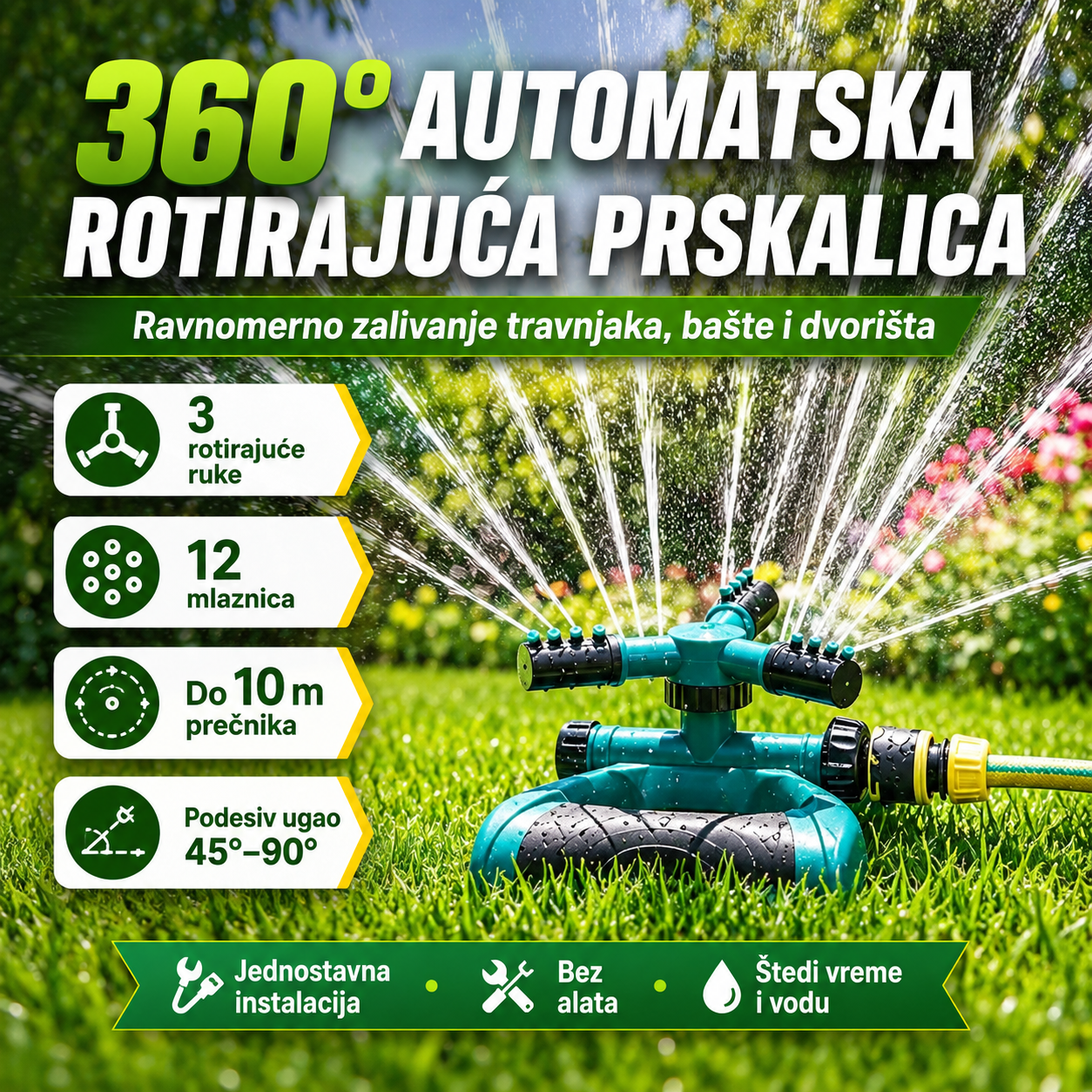 360° Automatska Rotirajuća Prskalica za Travnjak