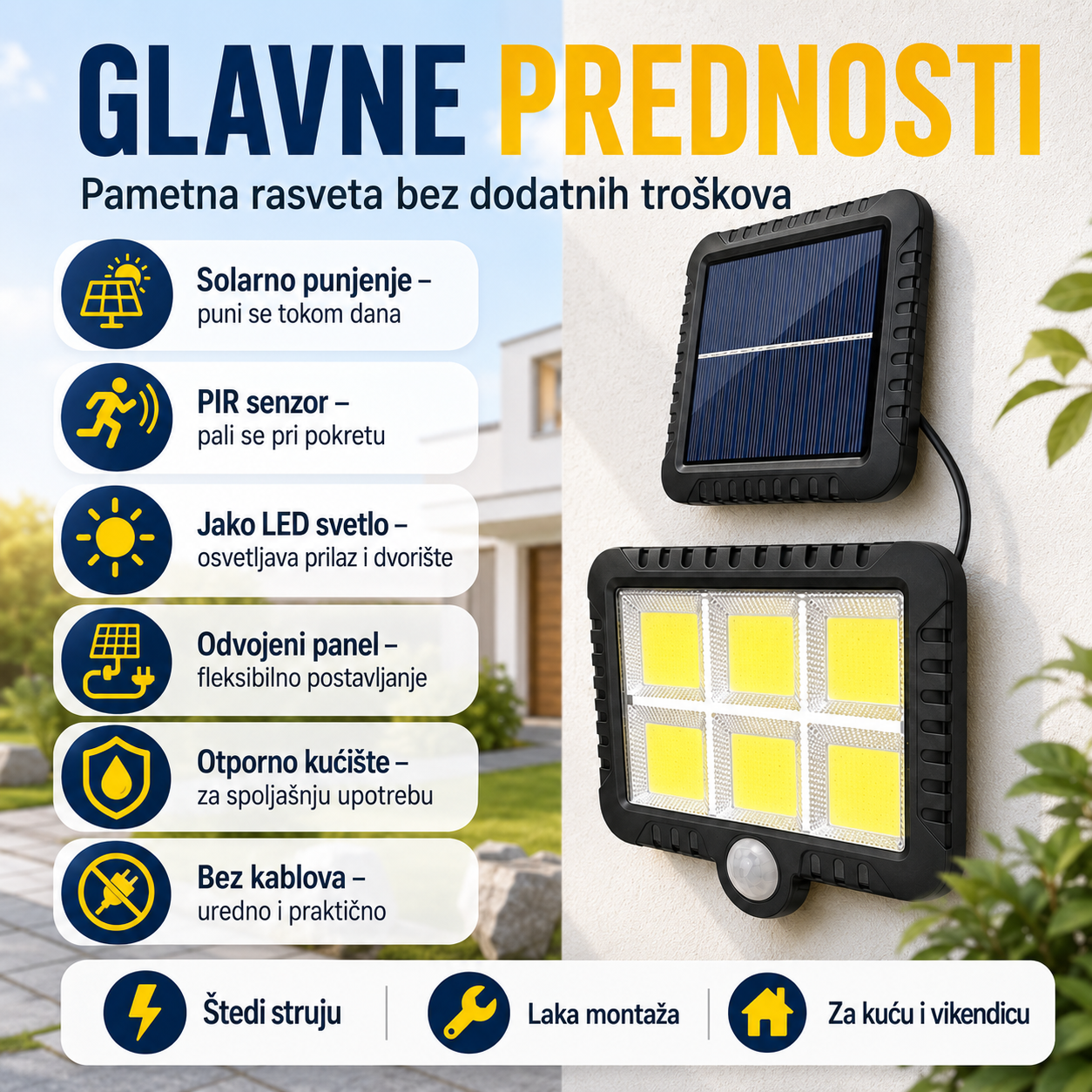 Solarni LED Reflektor za Dvorišta i Parking - SolarFlux 6