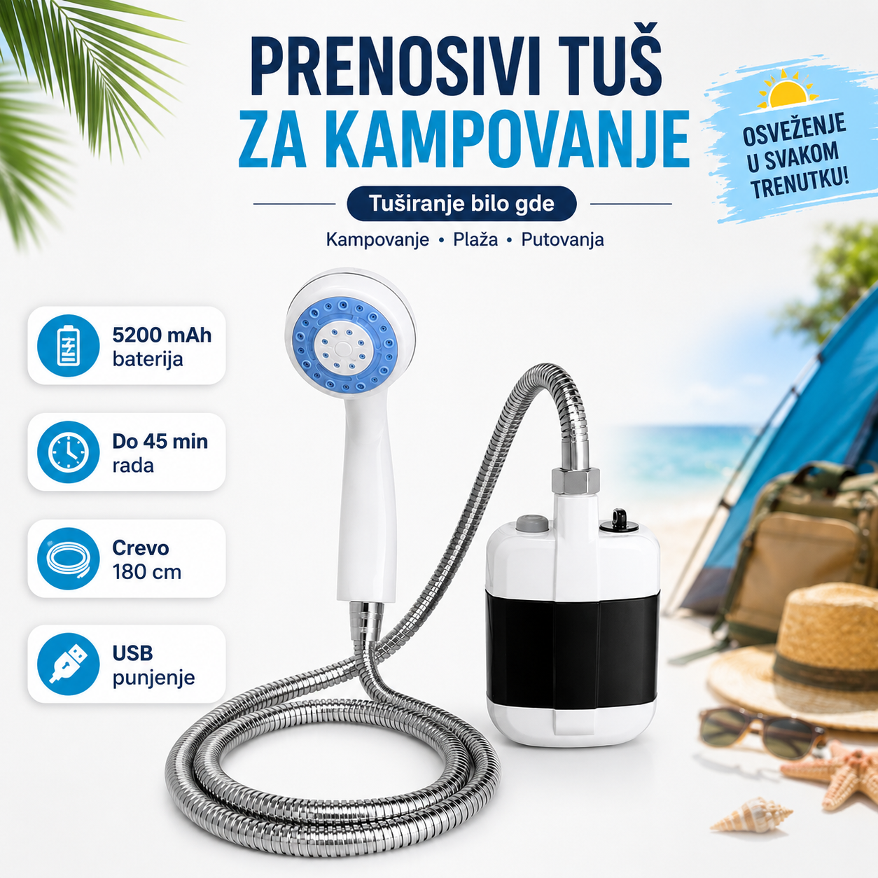 Prenosivi Tuš za Kampovanje