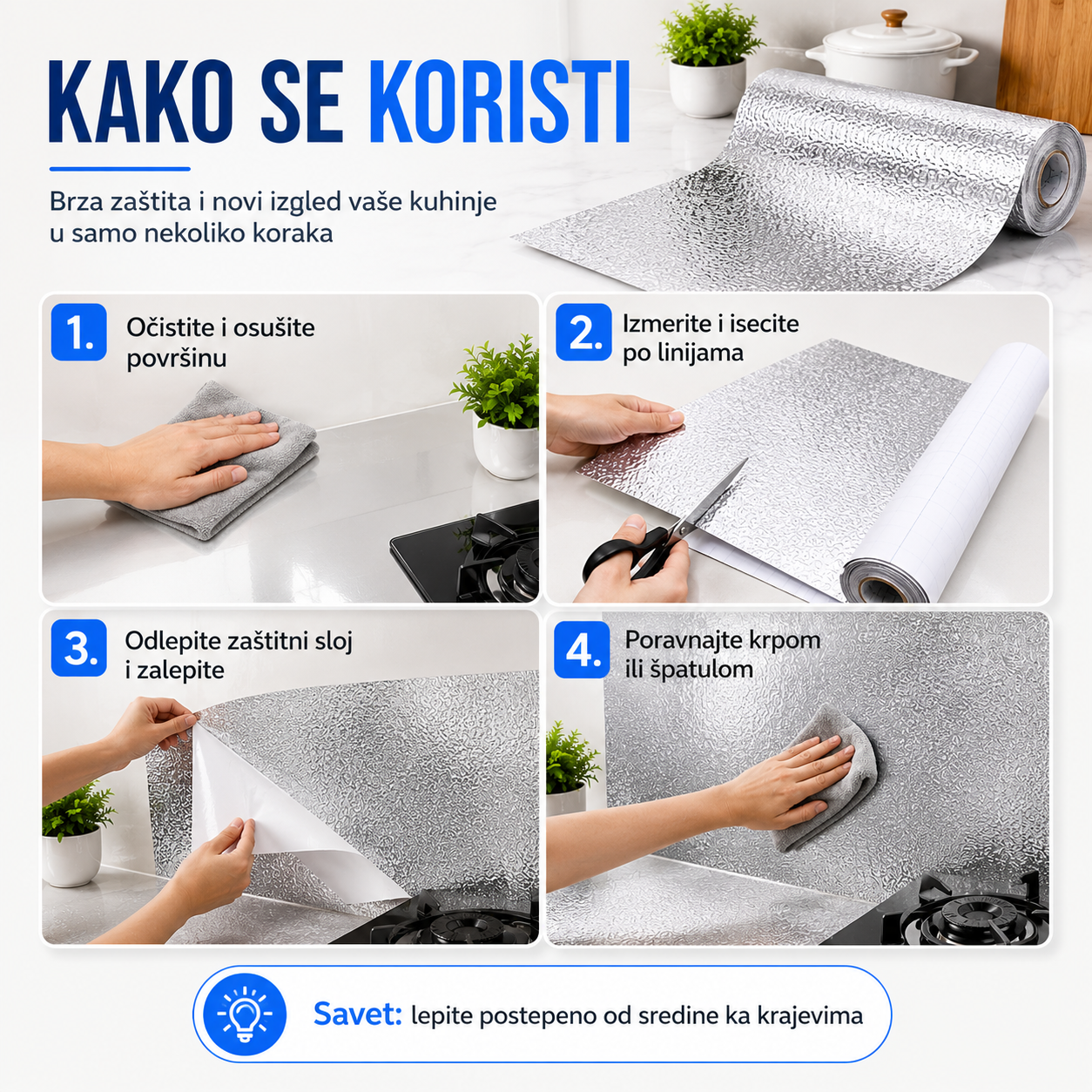 Alumax 5D – Samolepljiva Zaštitna Alufolija za Kuhinju