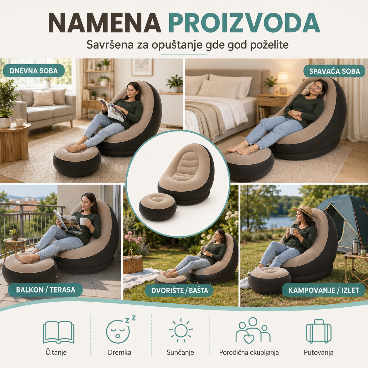 Fotelja i tabure na naduvavanje