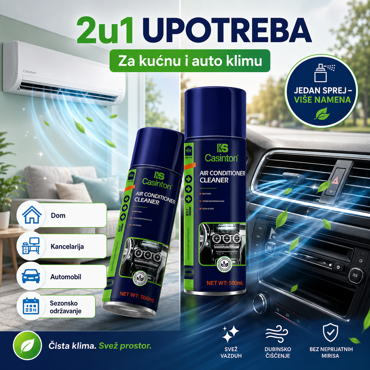 Castion  2u1 Sprej za Čišćenje Klima Uređaja