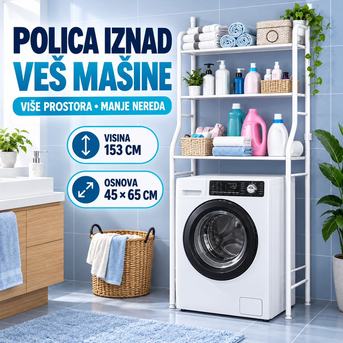 Polica iznad Ves Masine ili wc solje