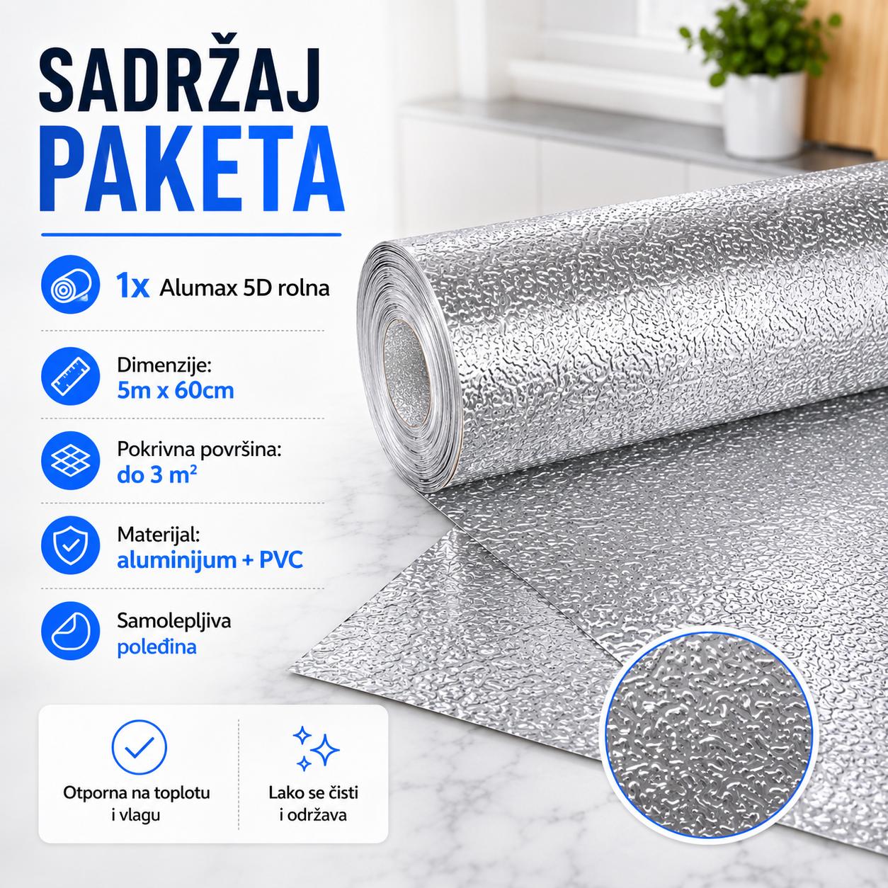Alumax 5D – Samolepljiva Zaštitna Alufolija za Kuhinju