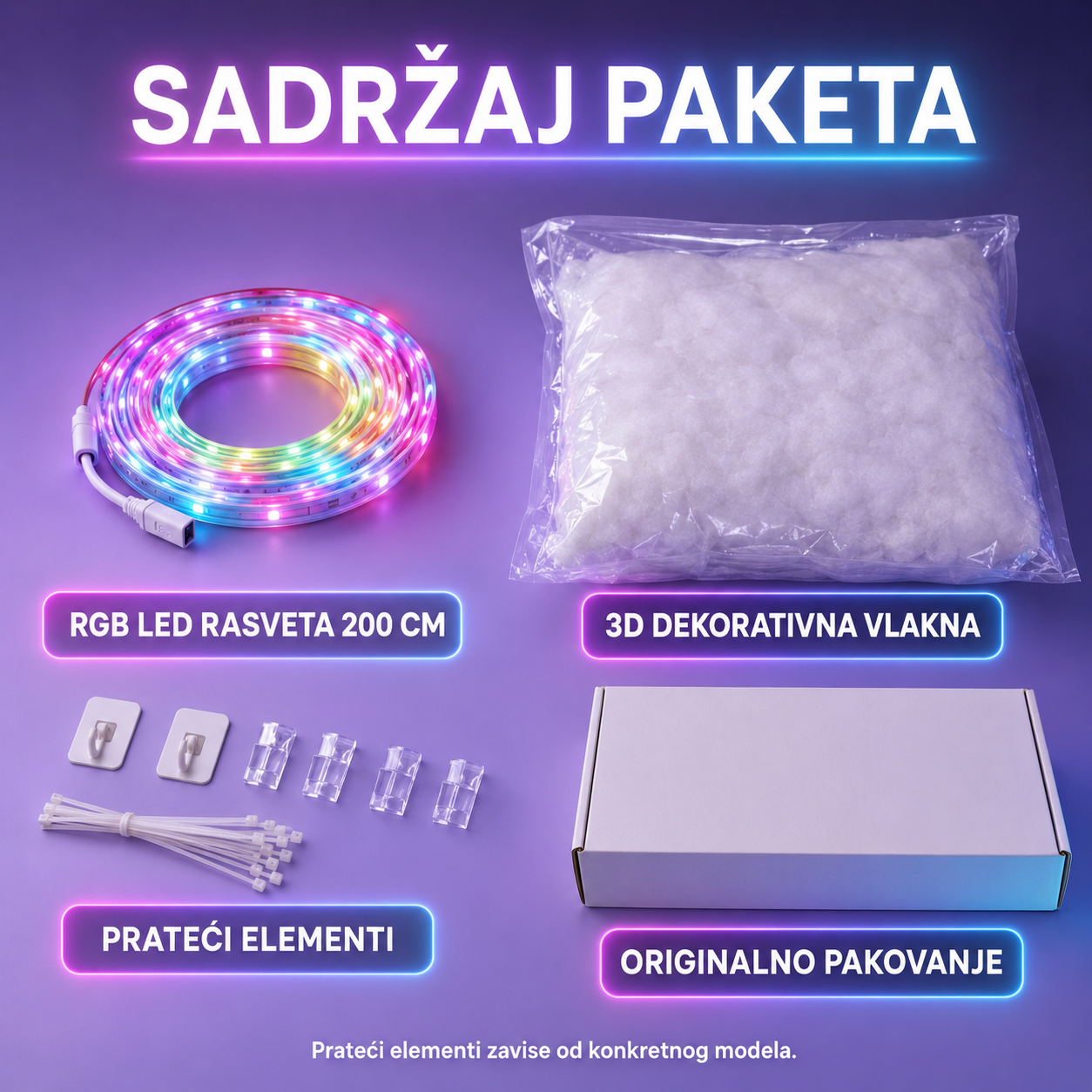 3D RGB LED oblak • 200 cm