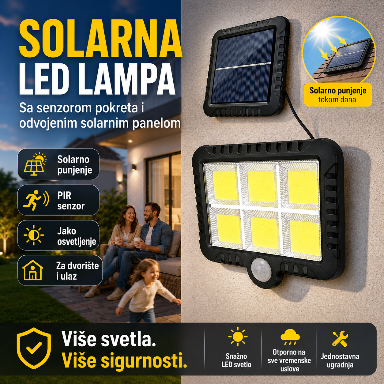Solarni LED Reflektor za Dvorišta i Parking - SolarFlux 6