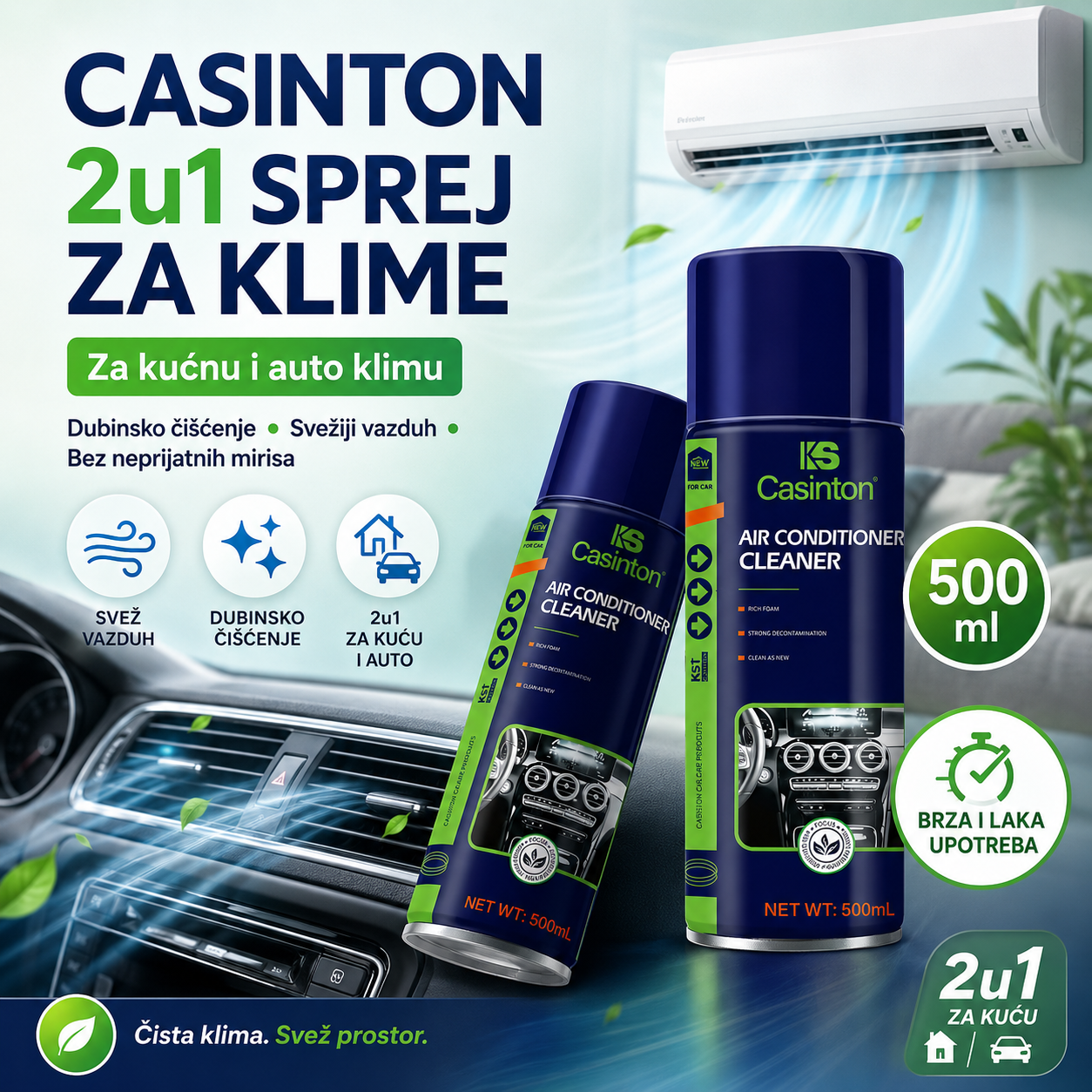 Castion  2u1 Sprej za Čišćenje Klima Uređaja