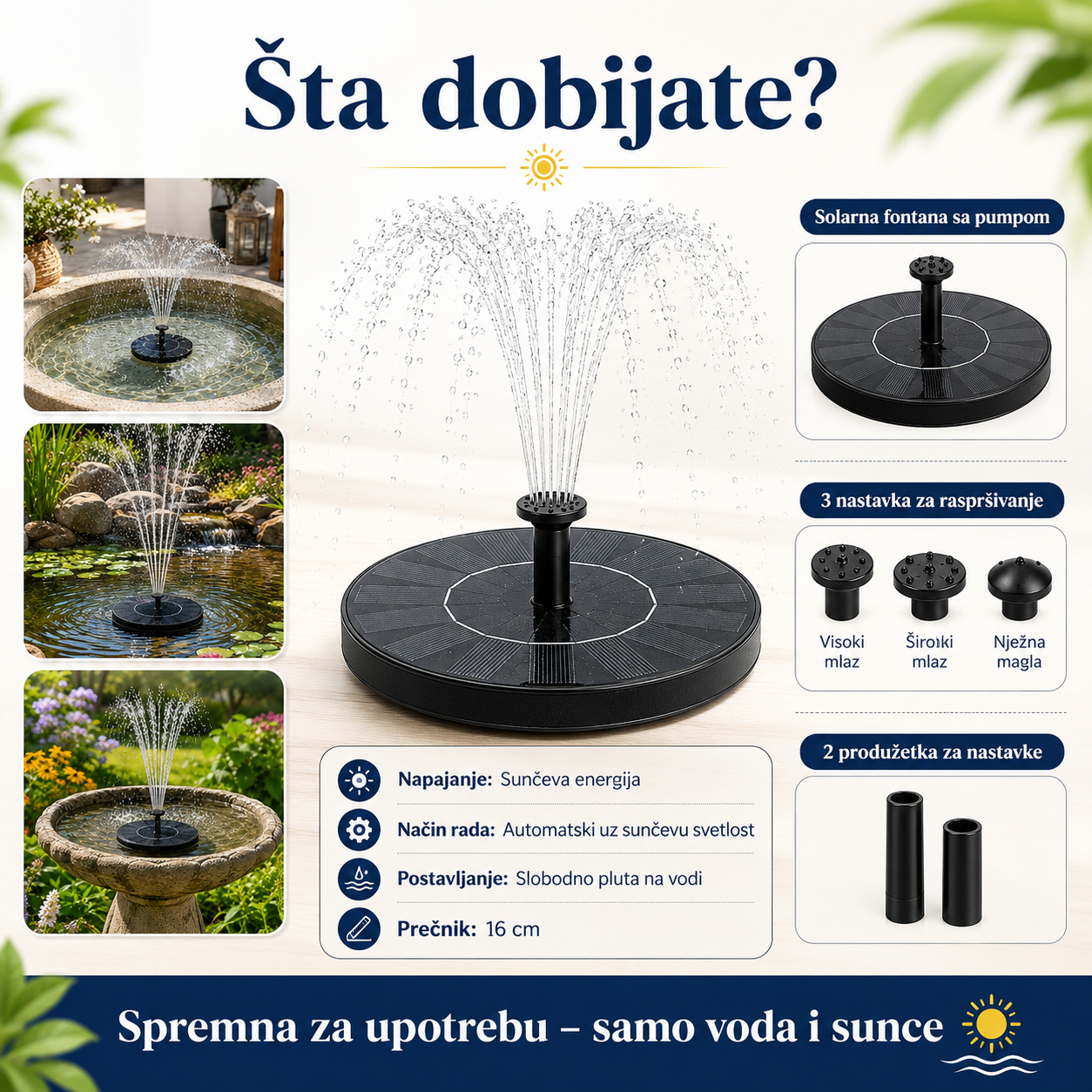 Solarna dvorišna fontana