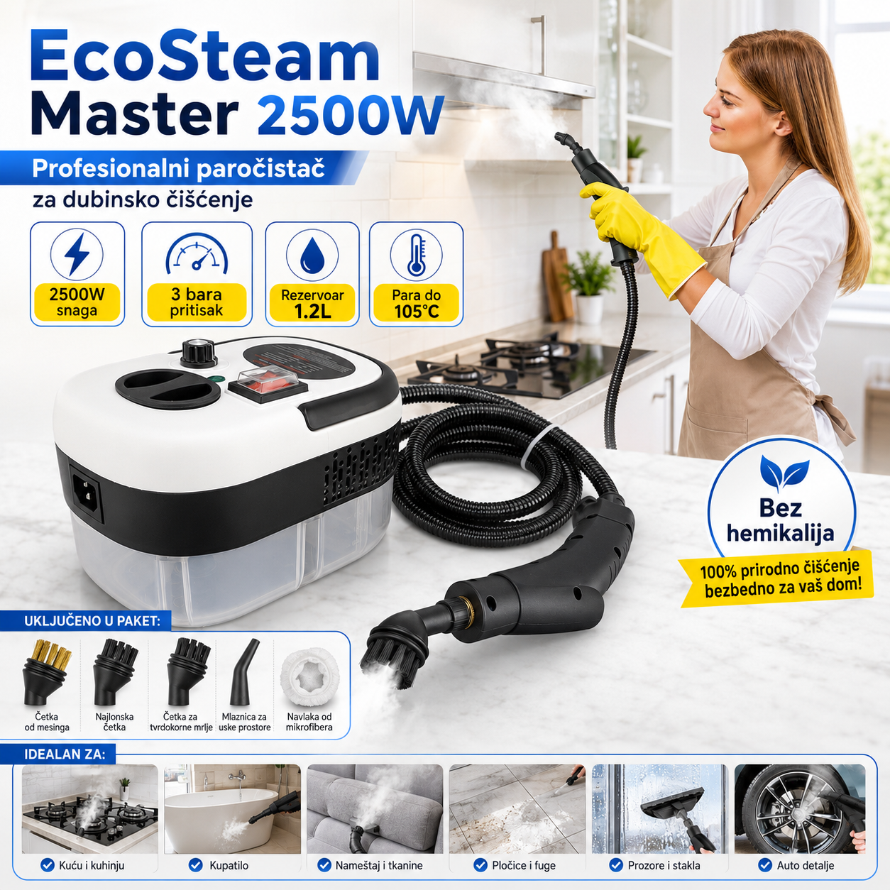 Profesionalni Paročistač sa Rezervoarom - EcoSteam Master 2500W