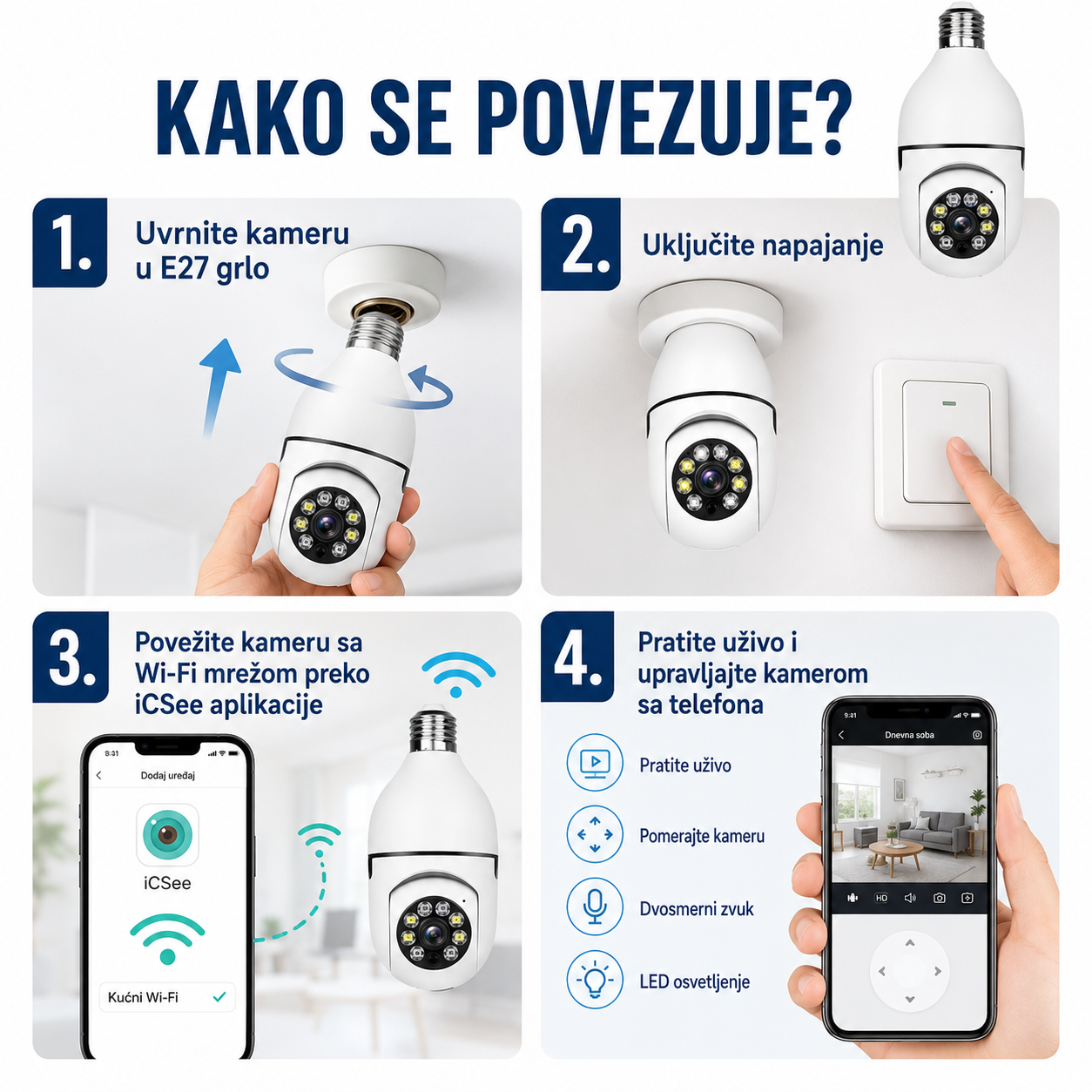 Kamera Sijalica – E27 iCSee