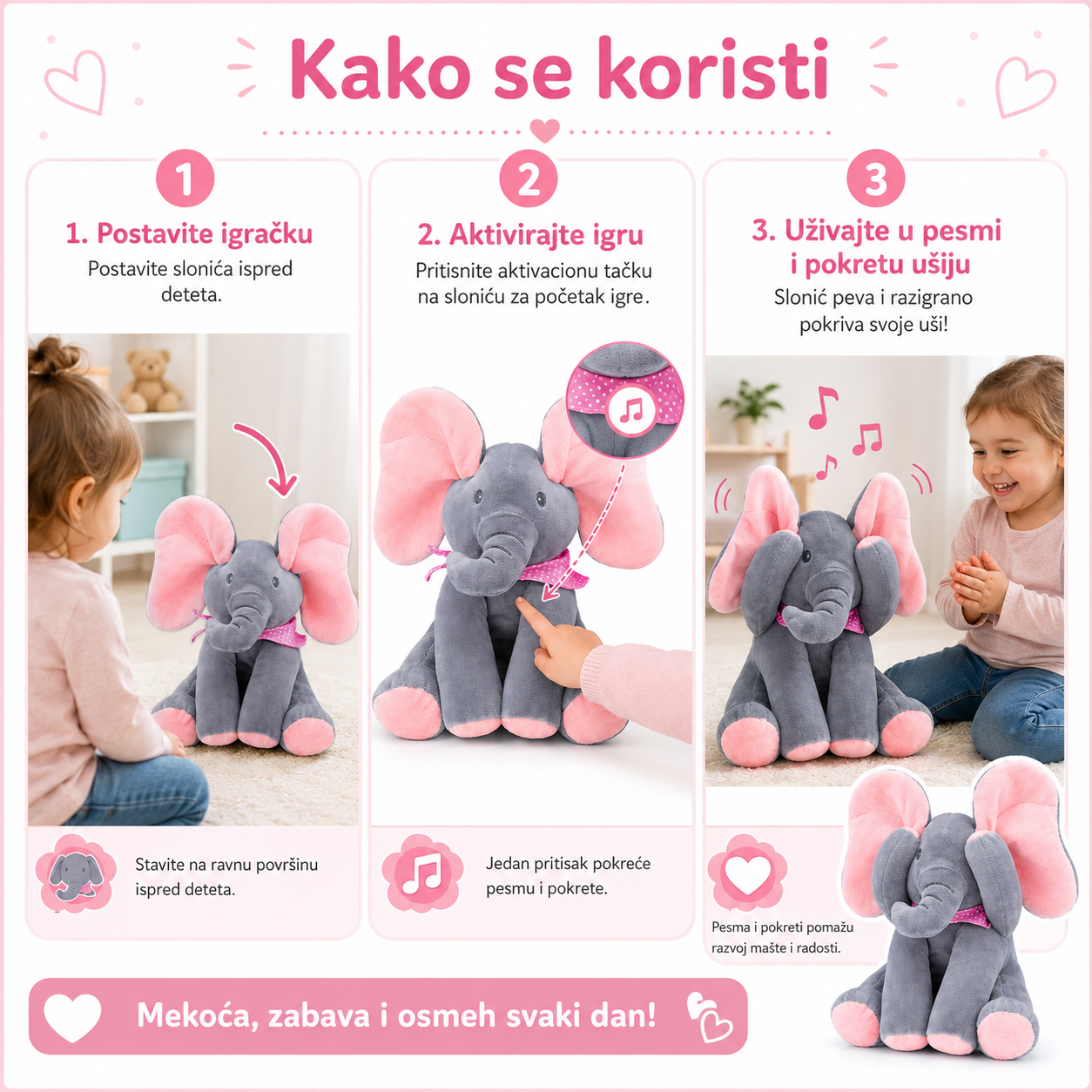 Slončić Koji Peva i Pokriva se Ušima