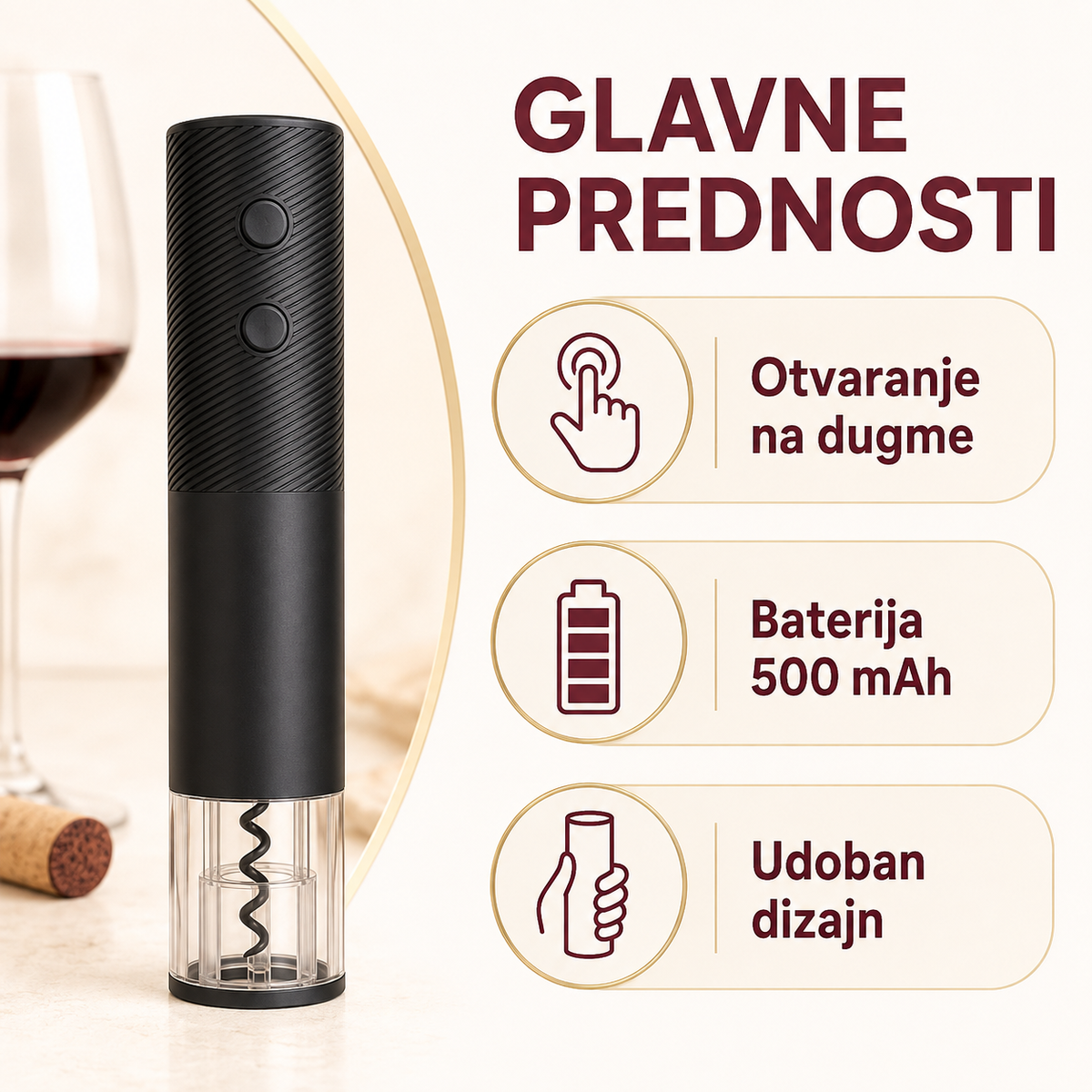 Električni otvarač za flaše vina