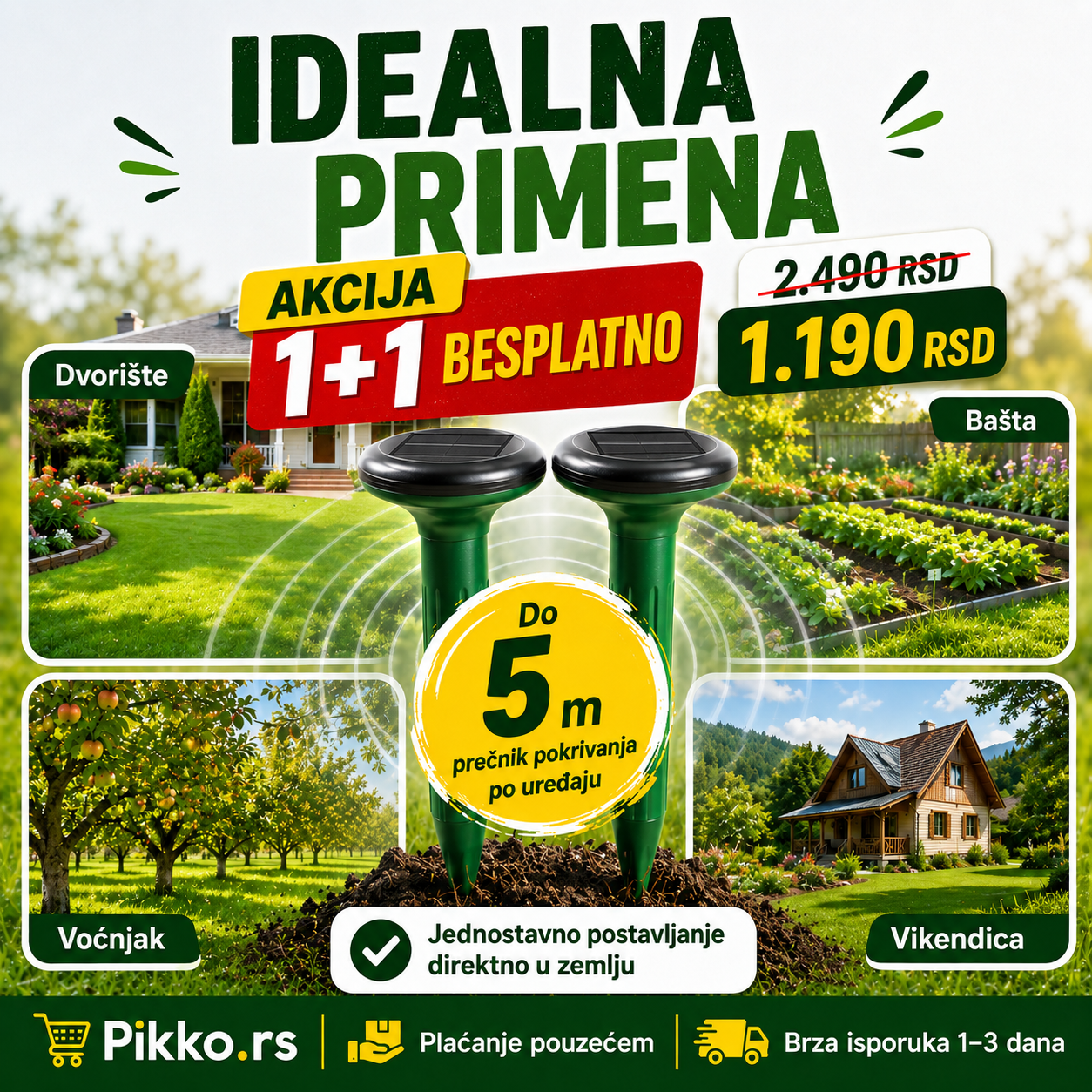 Solarni Rasterivac Krtica (1+1 Gratis)
