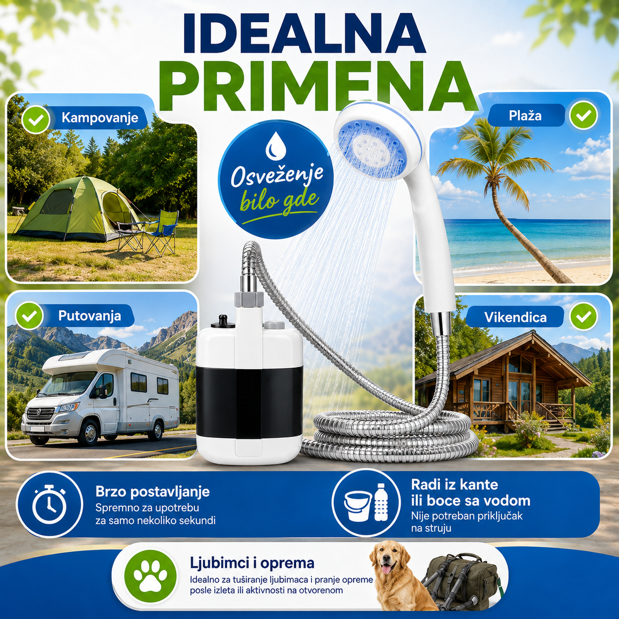 Prenosivi Tuš za Kampovanje
