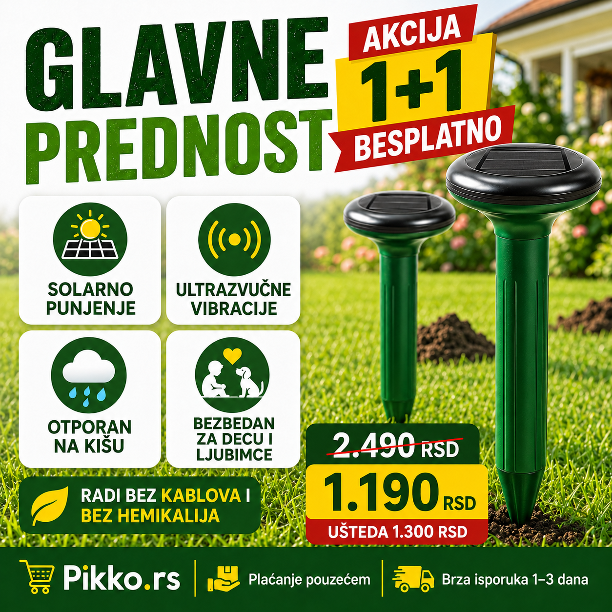 Solarni Rasterivac Krtica (1+1 Gratis)