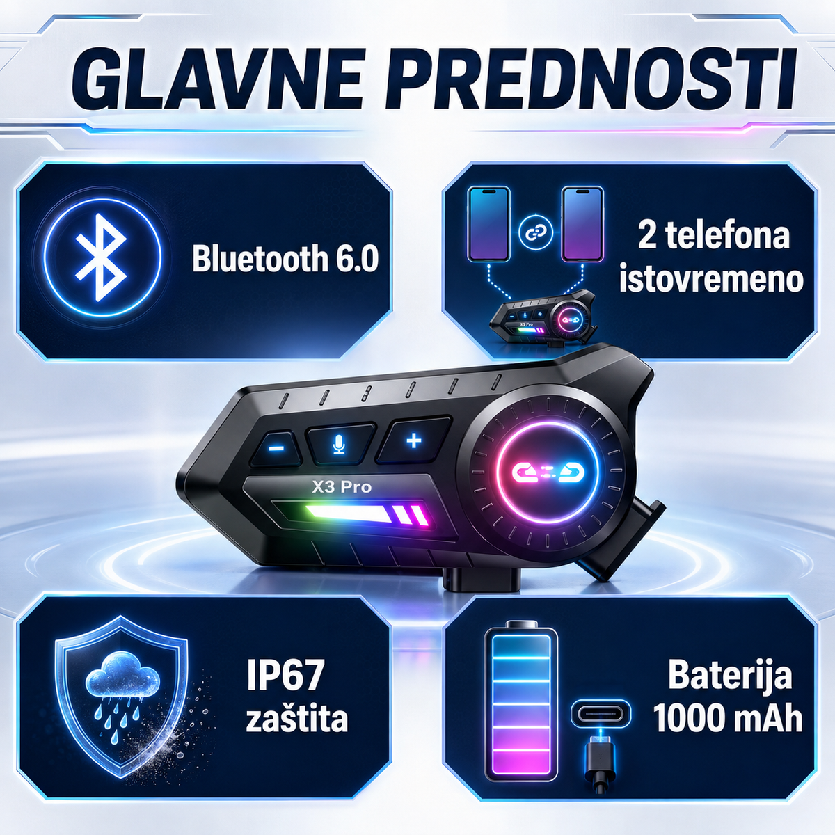 Slusalice za Moto-Kacigu
