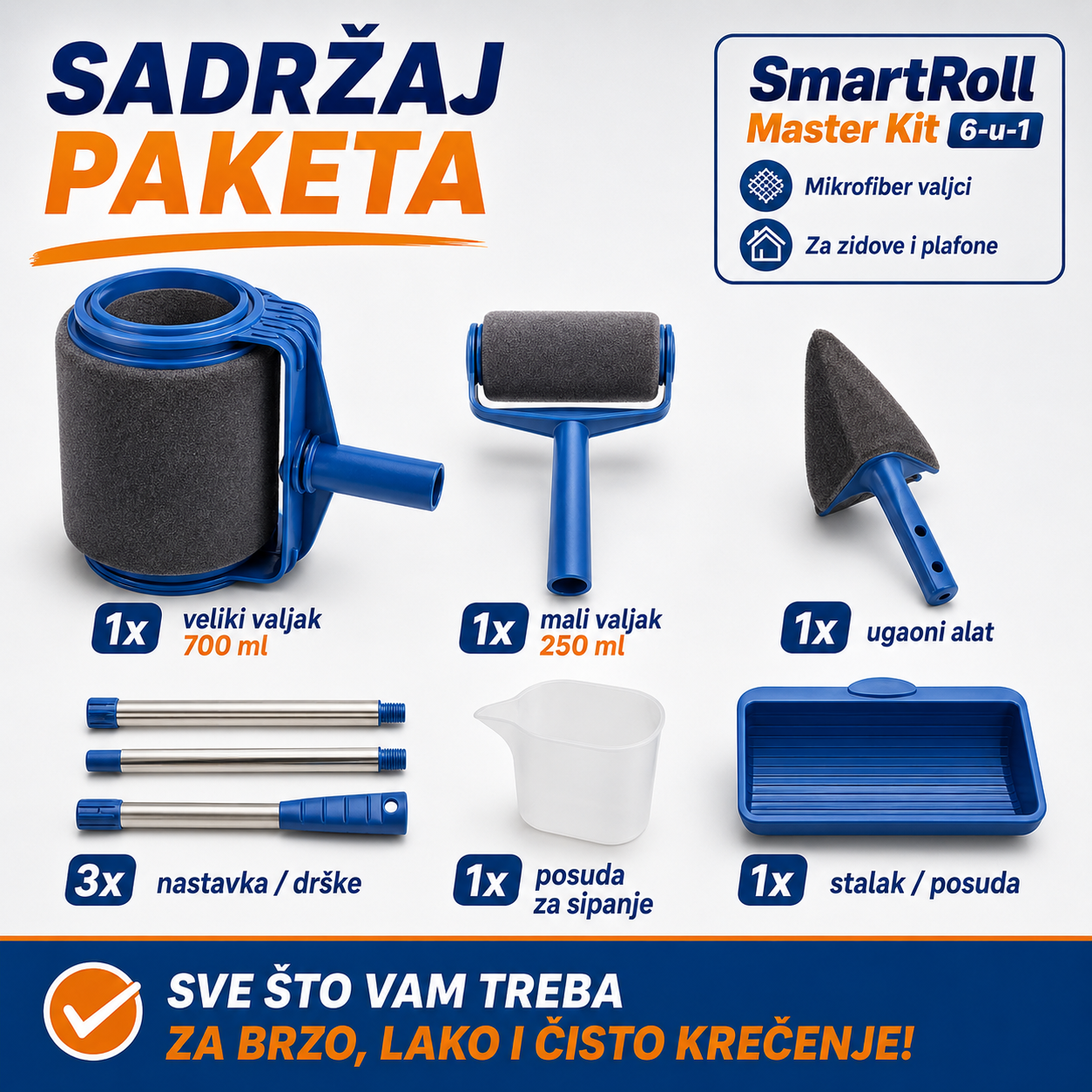 Pametni Valjak sa Rezervoarom za Uredno Krečenje