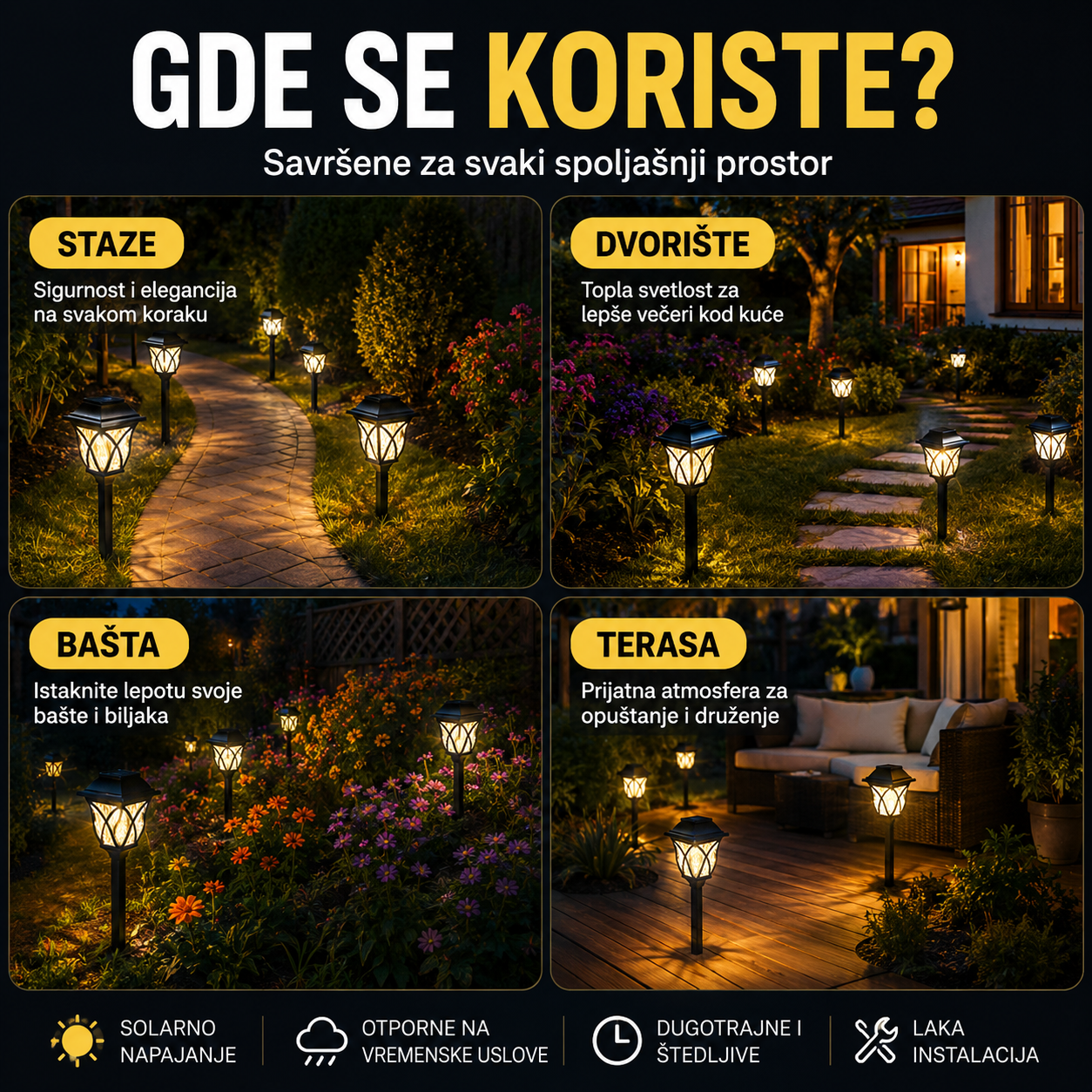 Solarne LED Lampe ABQ – 03 – Set od 6 Lampi!