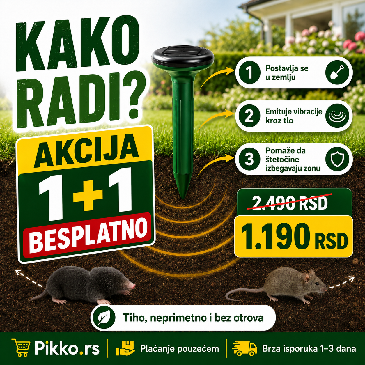 Solarni Rasterivac Krtica (1+1 Gratis)