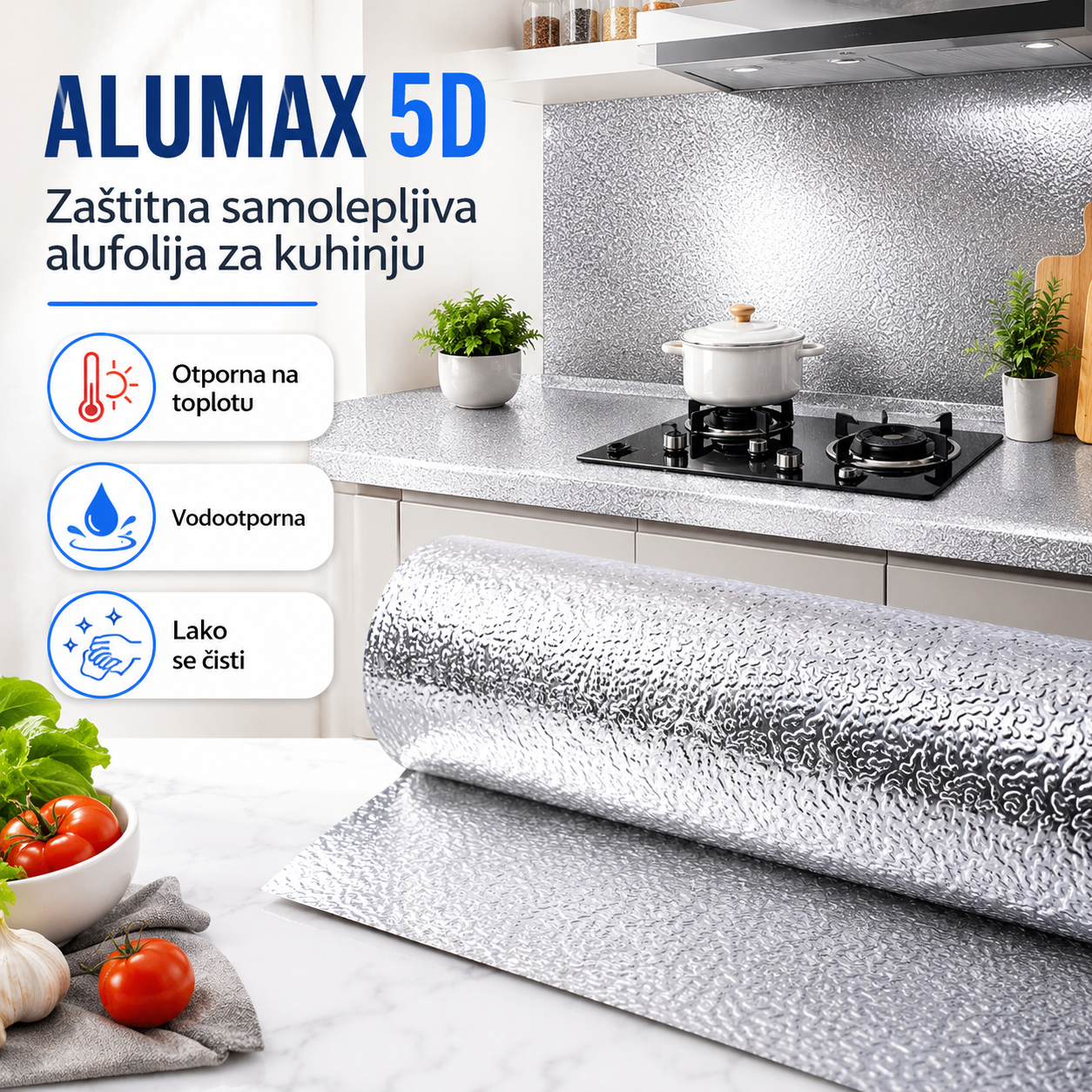Alumax 5D – Samolepljiva Zaštitna Alufolija za Kuhinju