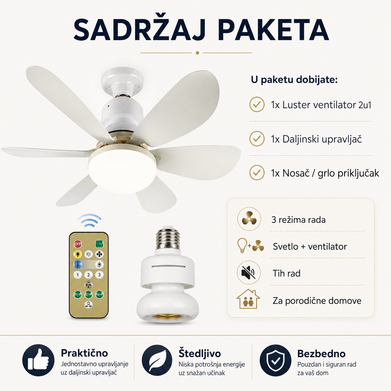 Luster Ventilator 2-u-1 sa Daljinskim