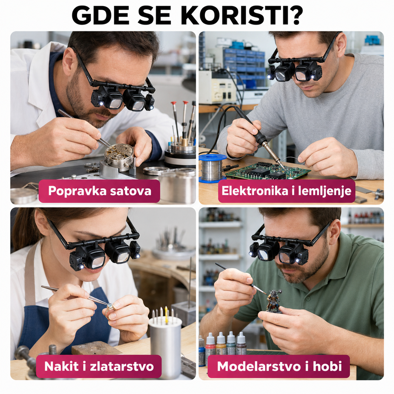 LED Lupne naočare za precizan rad