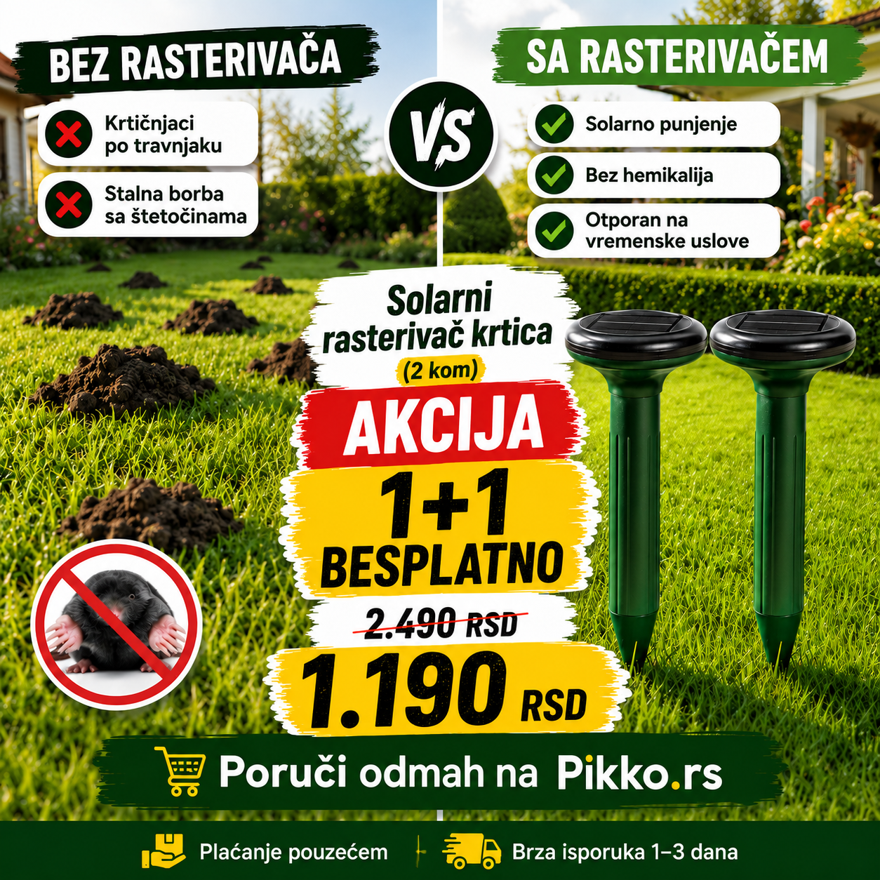 Solarni Rasterivac Krtica (1+1 Gratis)