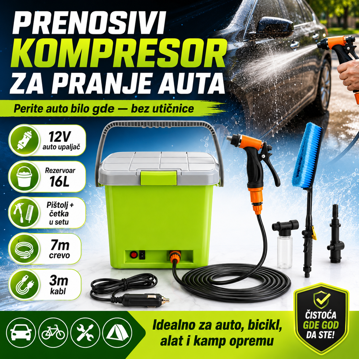 Presnosivi Kompresor za Pranje Automobila