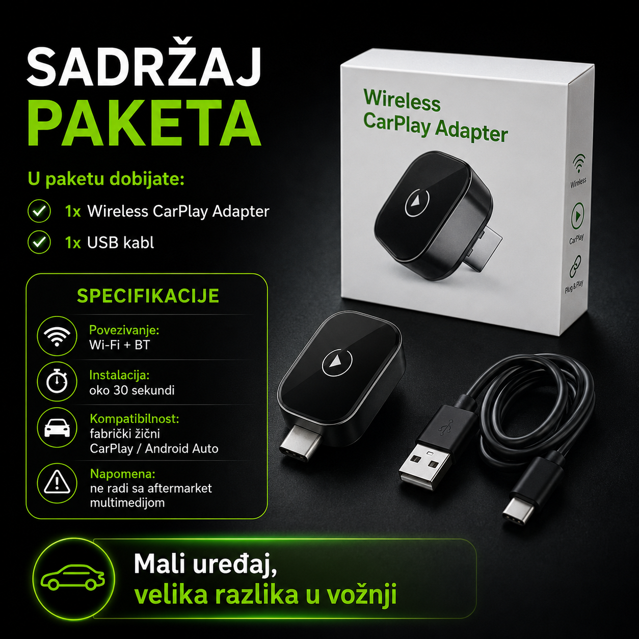 Wireless Apple Carplay & Android Auto Adapter