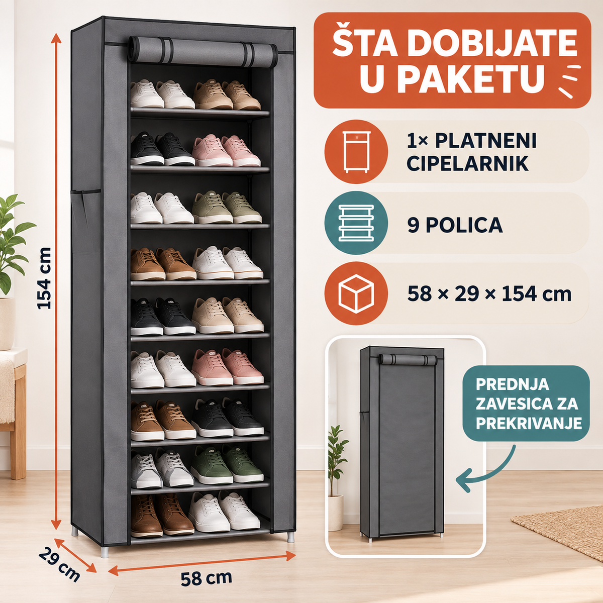 Cipelarnik - Platneni ormar za obuću - Platneni cipelarnik