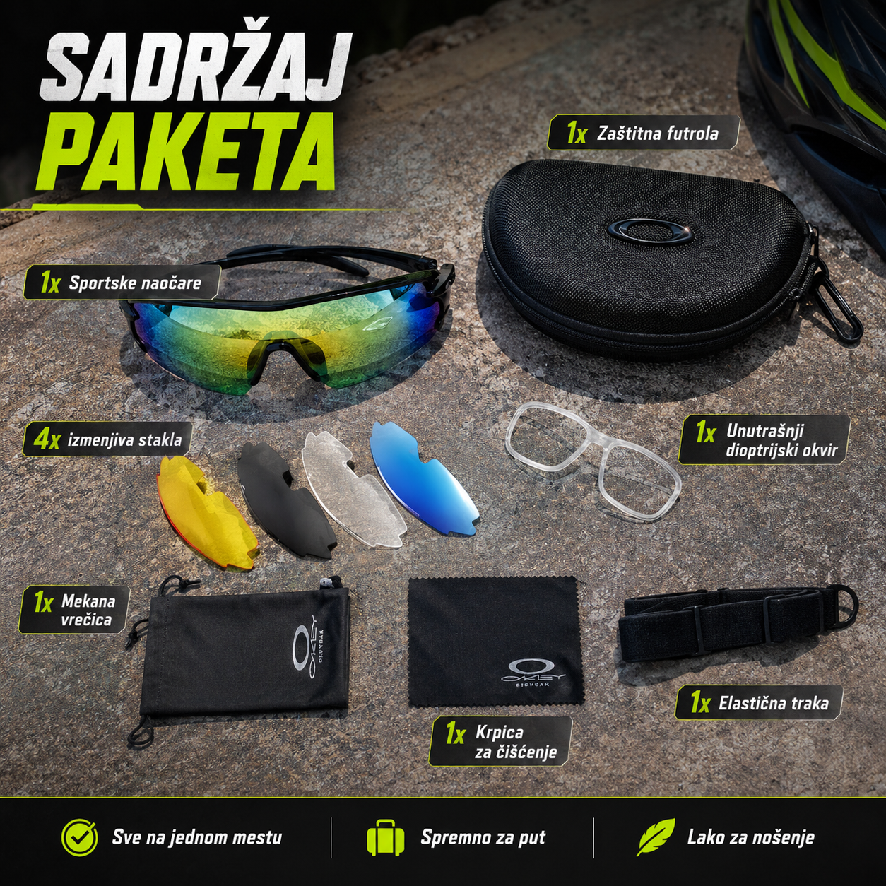 Sportske naočare sa 5 izmenjivih stakala