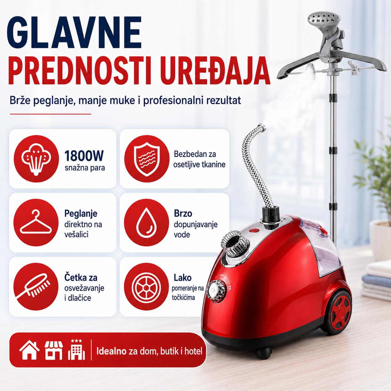 Profesionalni Vertikalni Paročistač i Pegla na Paru