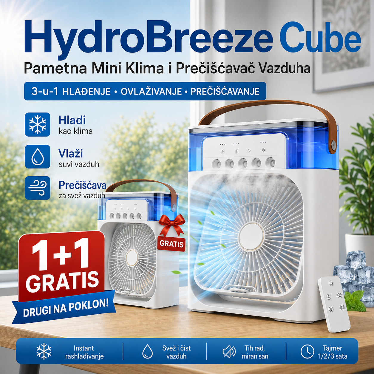 Pametna Mini Klima i Prečišćavač Vazduha ( 1 +1 Gratis)