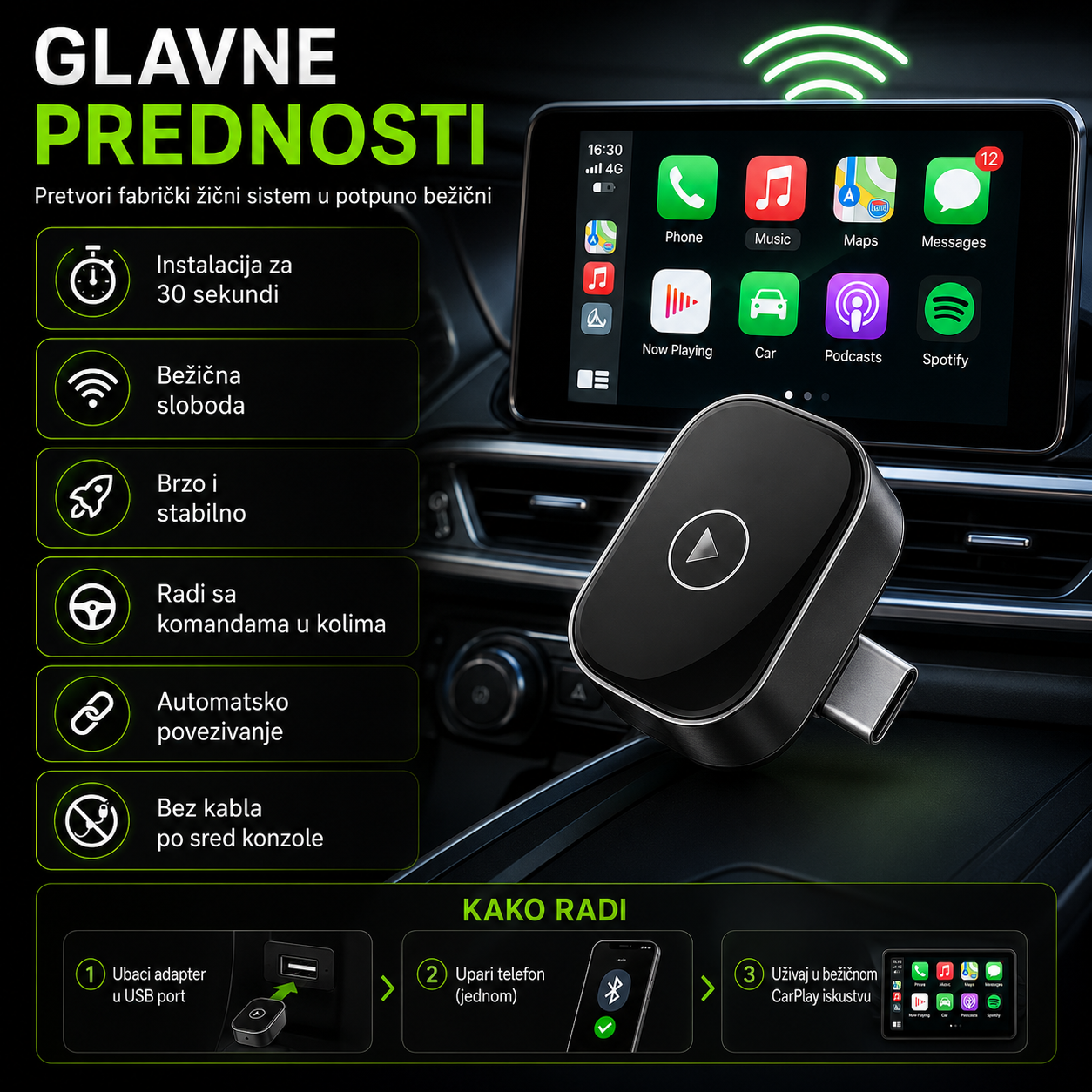 Wireless Apple Carplay & Android Auto Adapter