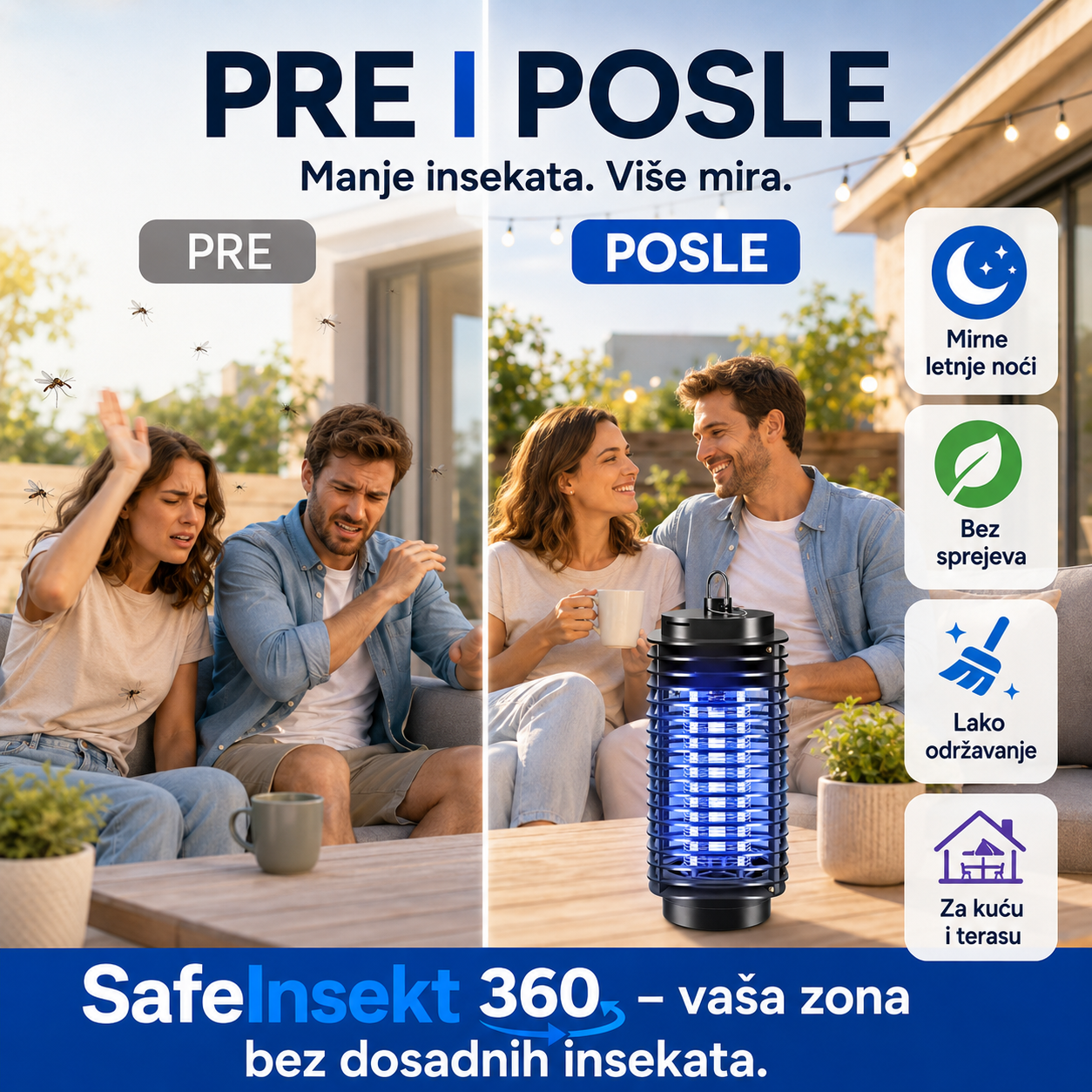 SafeInsekt 360 – Električna Zamka za Leteće Insekte