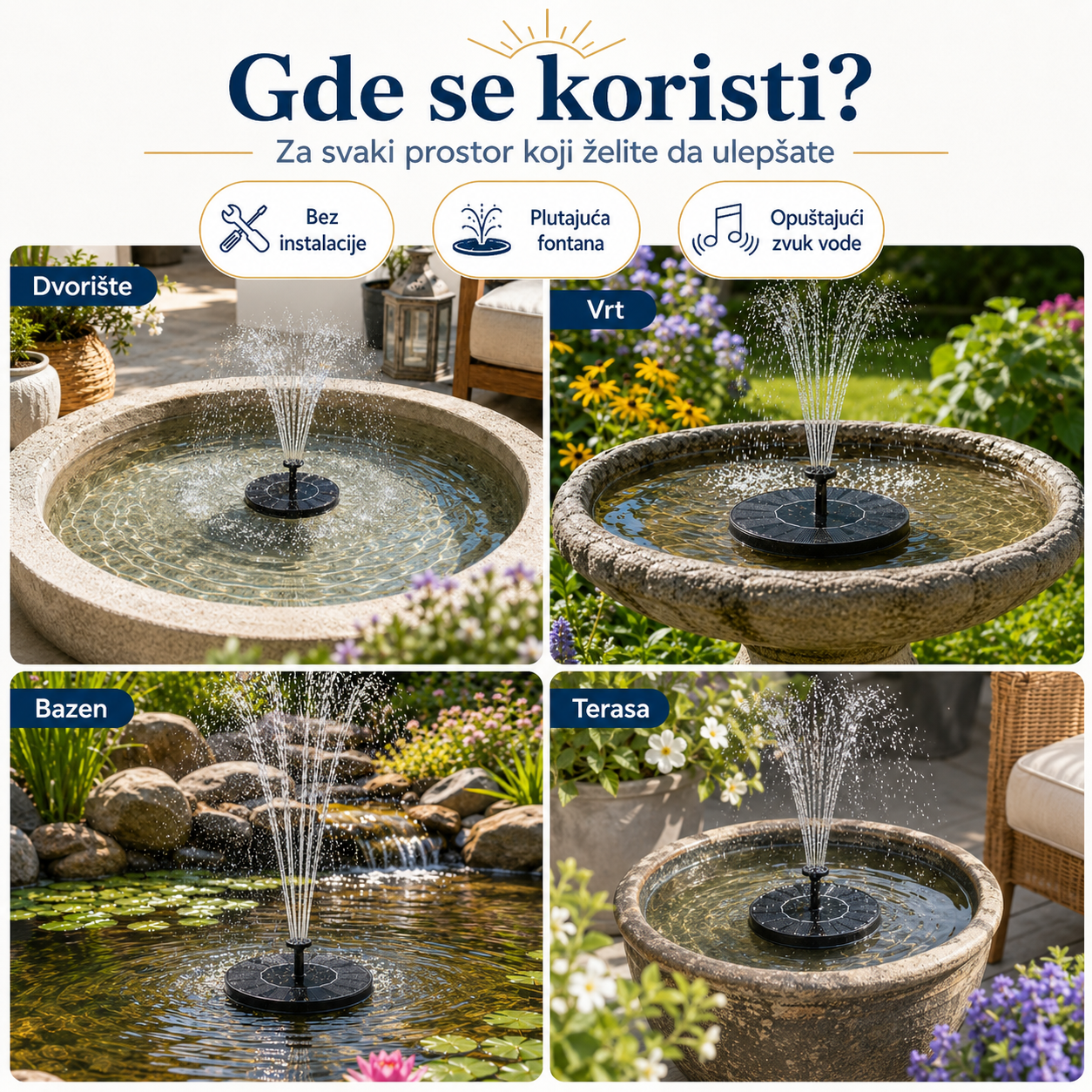 Solarna dvorišna fontana