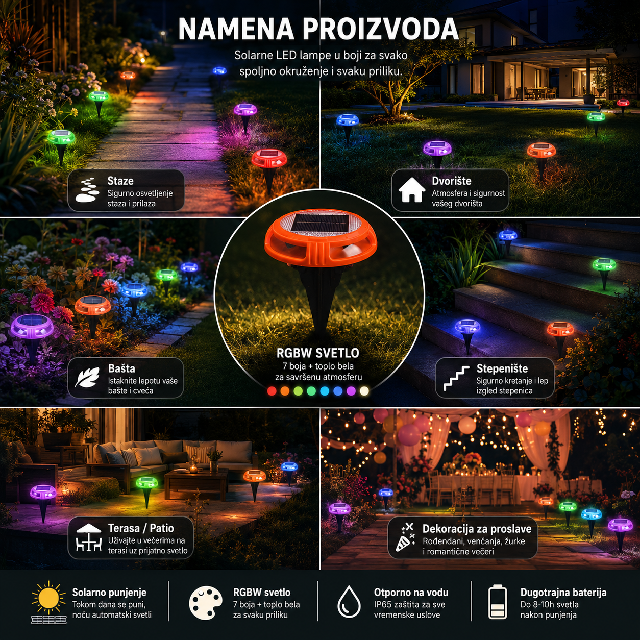 RGB Solarne Disk Lampe 1+1 GRATIS