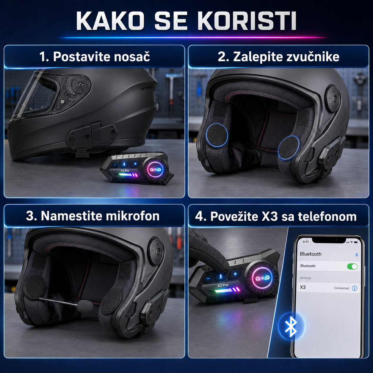 Slusalice za Moto-Kacigu