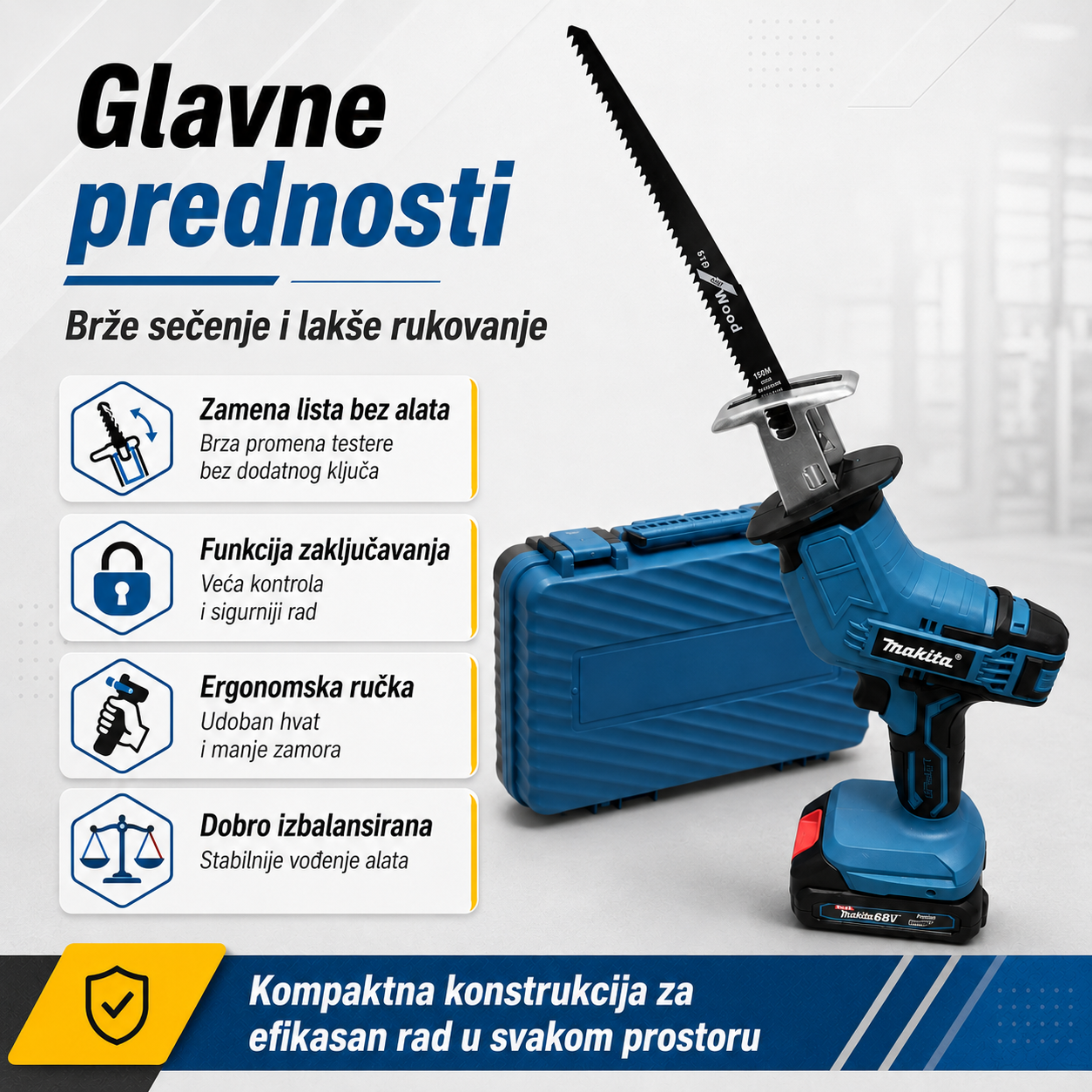Lisičarka Aku Testera + 2 baterije + noževi
