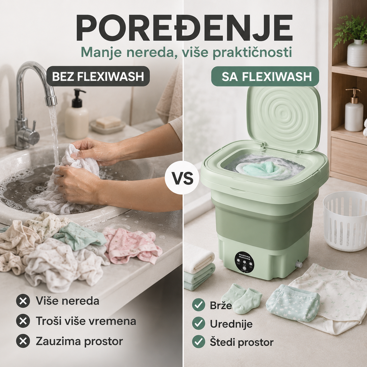 Pametna Sklopiva Mašina za Veš sa Centrifugom