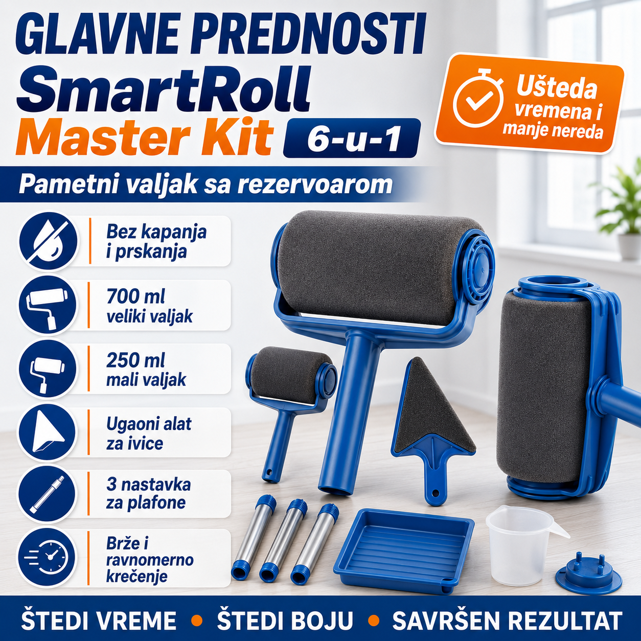 Pametni Valjak sa Rezervoarom za Uredno Krečenje