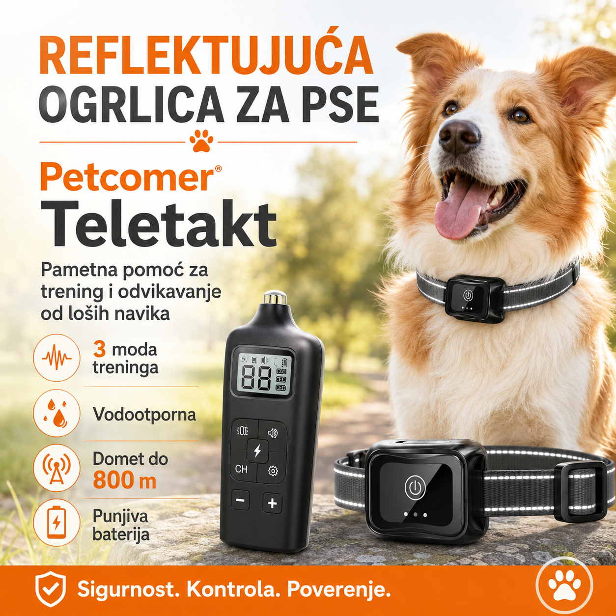 Reflektujuća ogrlicu za trening pasa