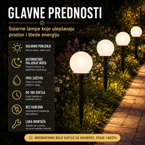 4 Solarne Lampe za Dvorište i Baštu