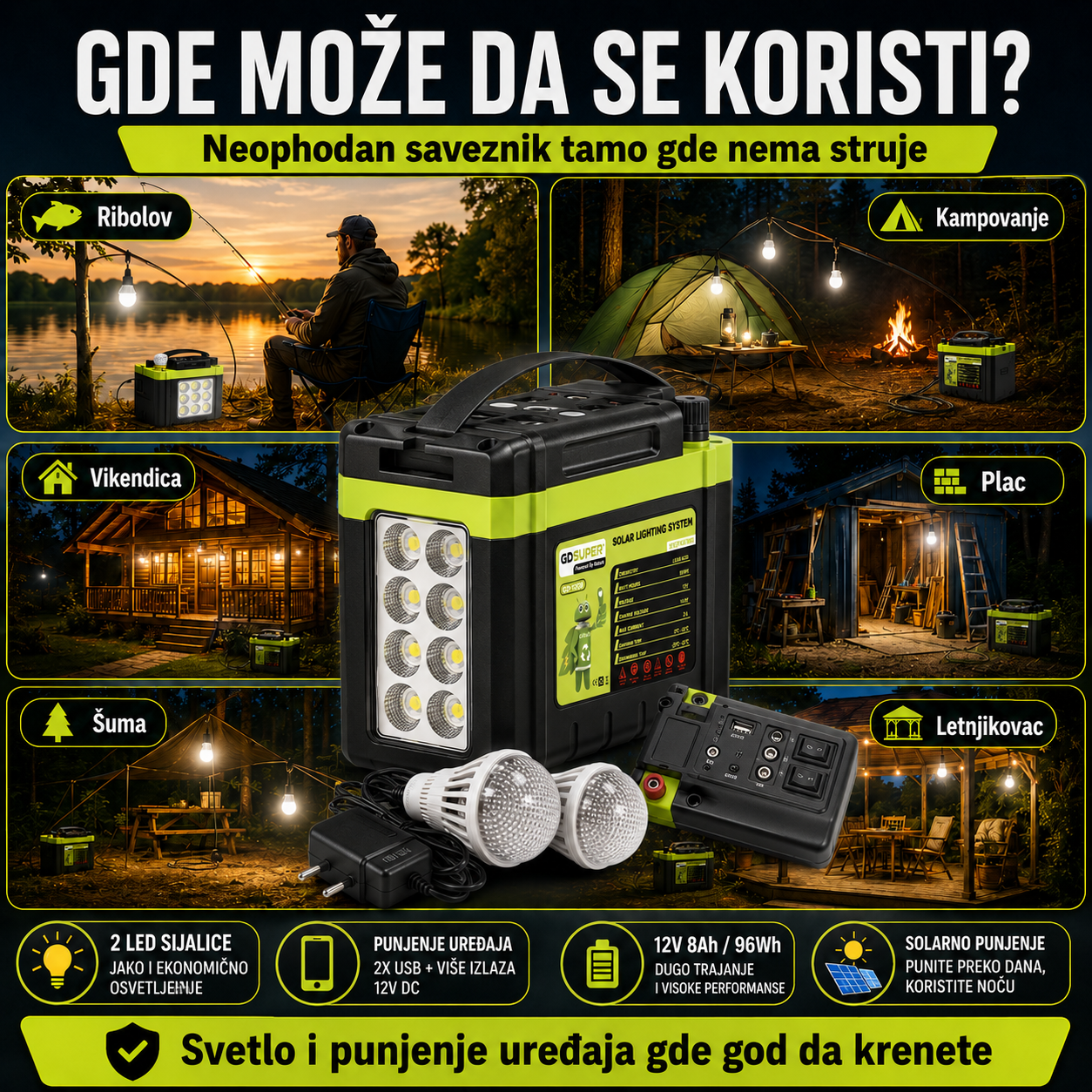 Solarni Prenosivi Sistem GD SUPER (12V 8Ah)
