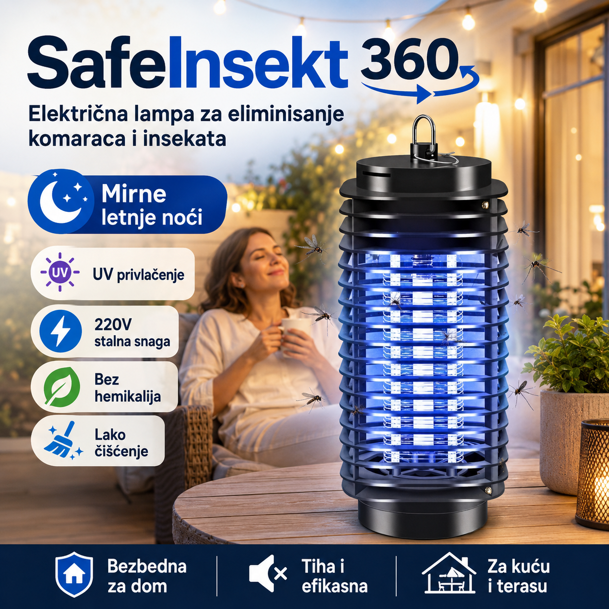 SafeInsekt 360 – Električna Zamka za Leteće Insekte