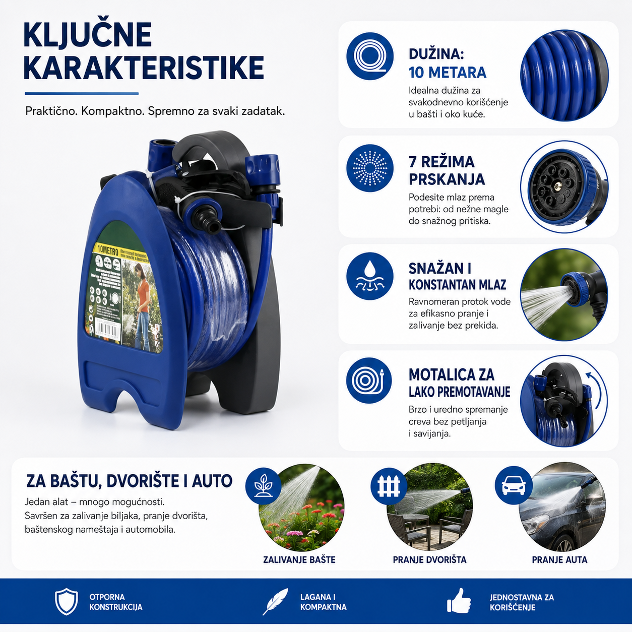 Baštensko crevo sa motalicom - 10m