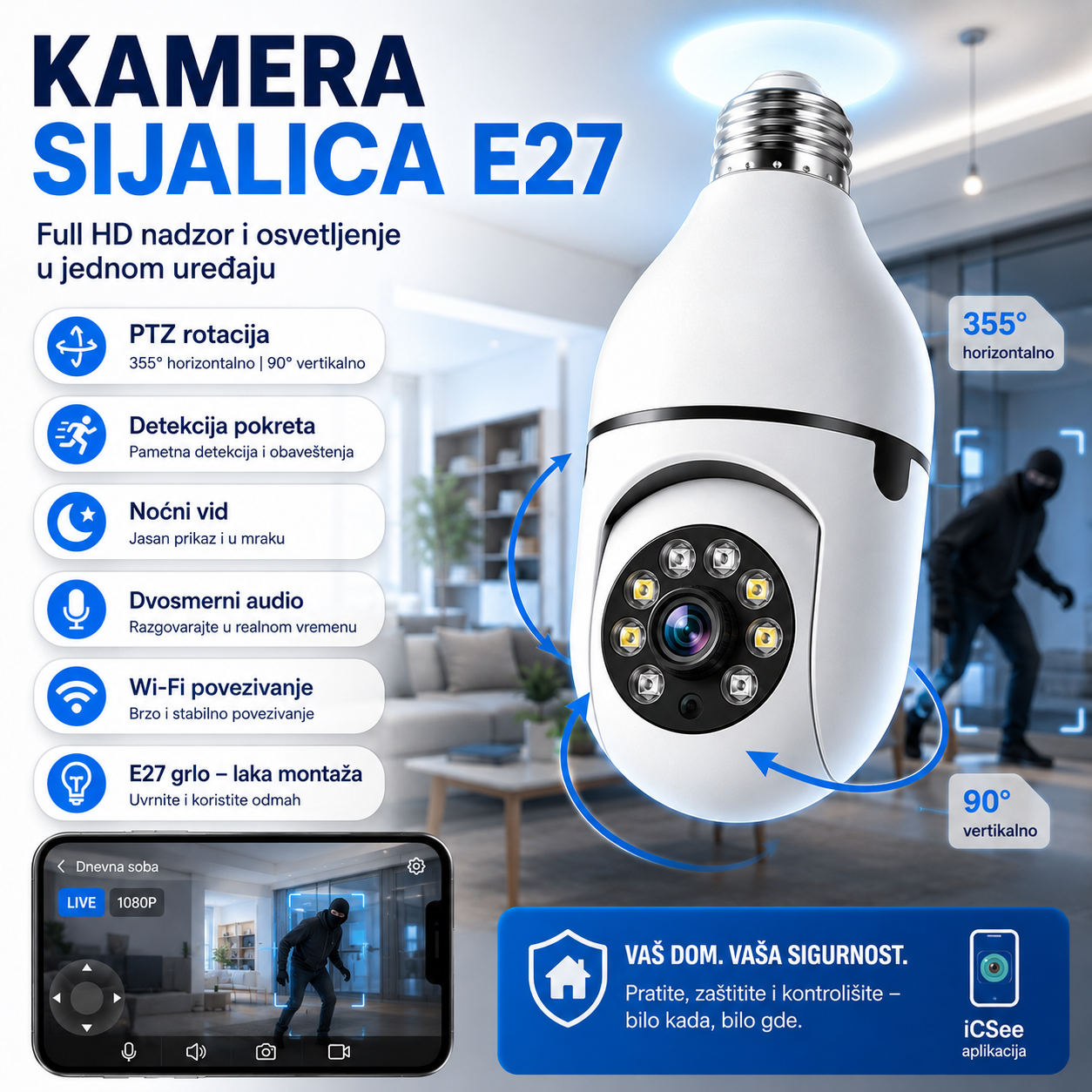 Kamera Sijalica – E27 iCSee