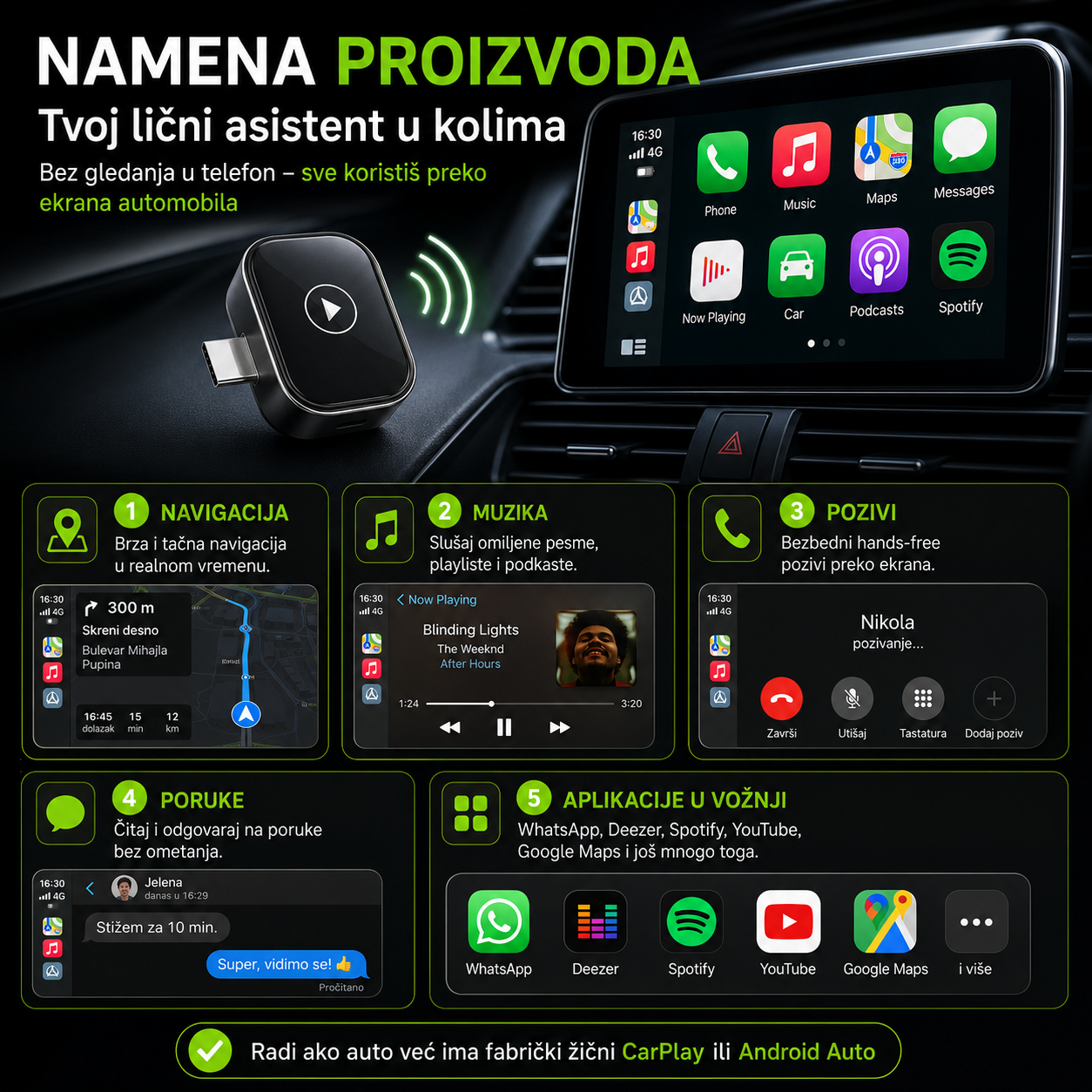 Wireless Apple Carplay & Android Auto Adapter