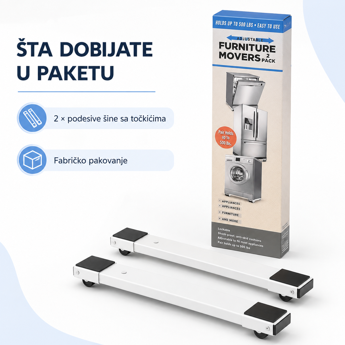 Podesivi transporter za namestaj i kucne aparate – SET 2 KOMADA